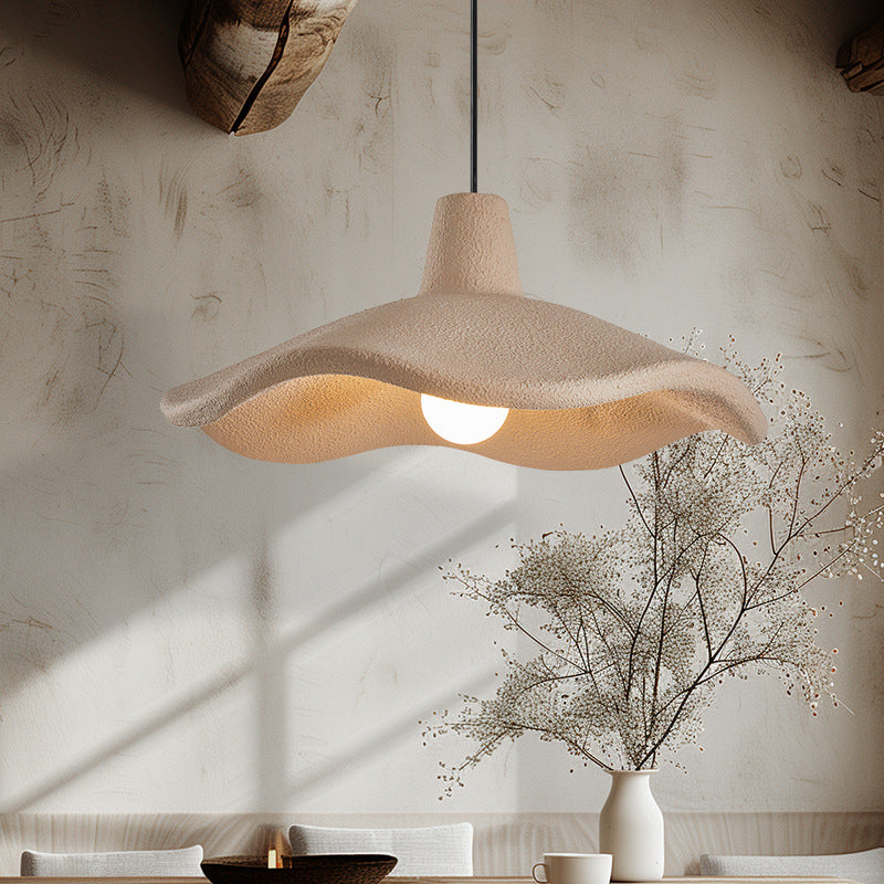 Traditional Japanese Polystyrene Floral 1-Light Pendant Light For Dining Room, Bedroom & Living Room