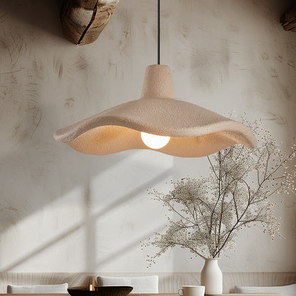 Traditional Japanese Polystyrene Floral 1-Light Pendant Light For Dining Room, Bedroom & Living Room