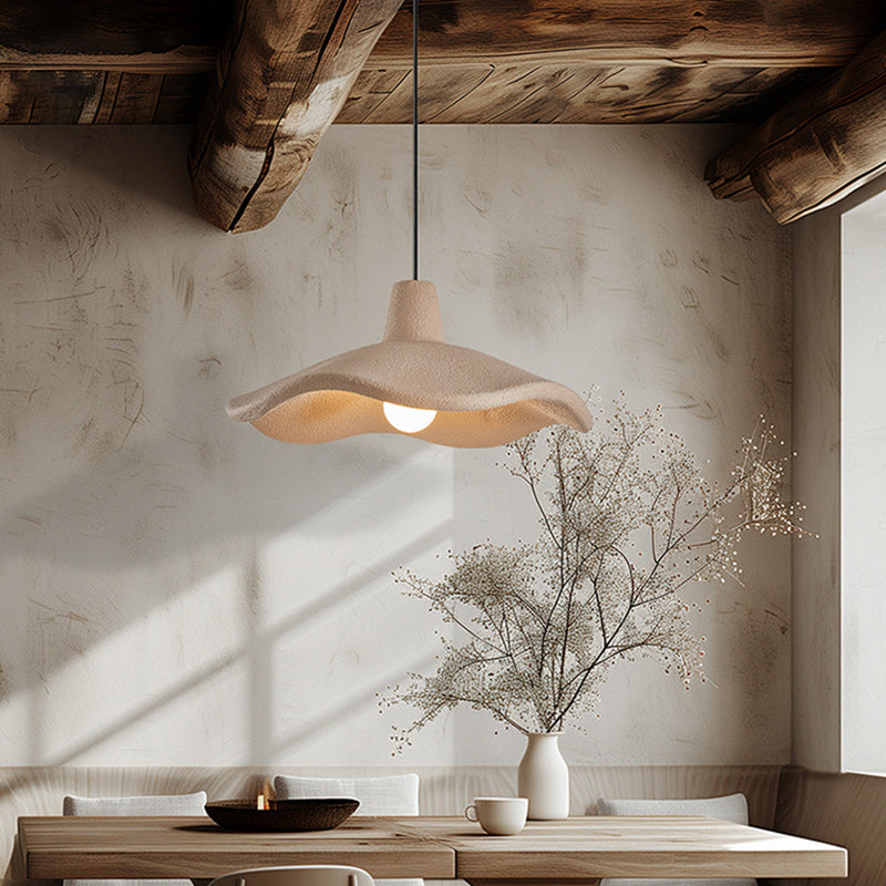 Traditional Japanese Polystyrene Floral 1-Light Pendant Light For Dining Room, Bedroom & Living Room