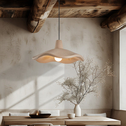 Traditional Japanese Polystyrene Floral 1-Light Pendant Light For Dining Room, Bedroom & Living Room