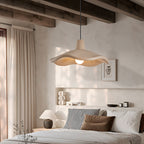 Traditional Japanese Polystyrene Floral 1-Light Pendant Light For Dining Room, Bedroom & Living Room