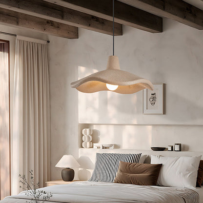 Traditional Japanese Polystyrene Floral 1-Light Pendant Light For Dining Room, Bedroom & Living Room