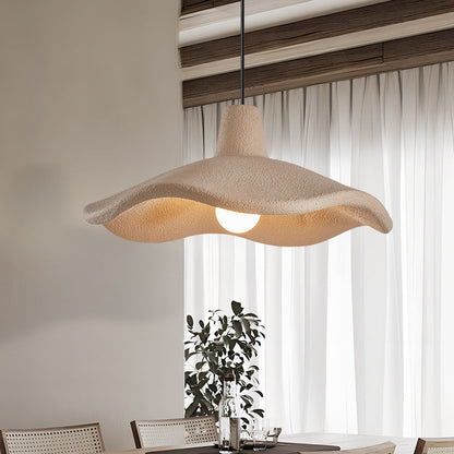 Traditional Japanese Polystyrene Floral 1-Light Pendant Light For Dining Room, Bedroom & Living Room