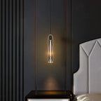 Modern Luxury Brass Crystal Cylinder 1-Light Pendant Light For Bedroom And Living Room