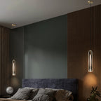 Modern Luxury Brass Crystal Cylinder 1-Light Pendant Light For Bedroom And Living Room