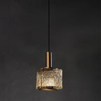 Modern Luxury Brass Glass Square 1-Light Pendant Light With Adjustable Cord For Bedroom And Living Room