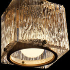 Modern Luxury Brass Glass Square 1-Light Pendant Light With Adjustable Cord For Bedroom And Living Room