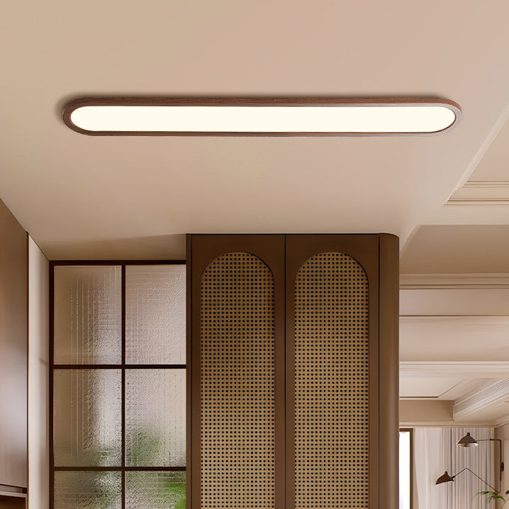 Traditional Vintage Iron & Acrylic Oval Long LED Flush Mount Ceiling Light for Hallway, Bedroom & Living Room