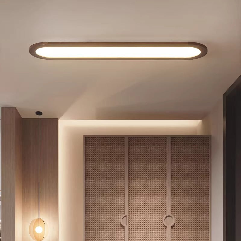 Traditional Vintage Iron & Acrylic Oval Long LED Flush Mount Ceiling Light for Hallway, Bedroom & Living Room