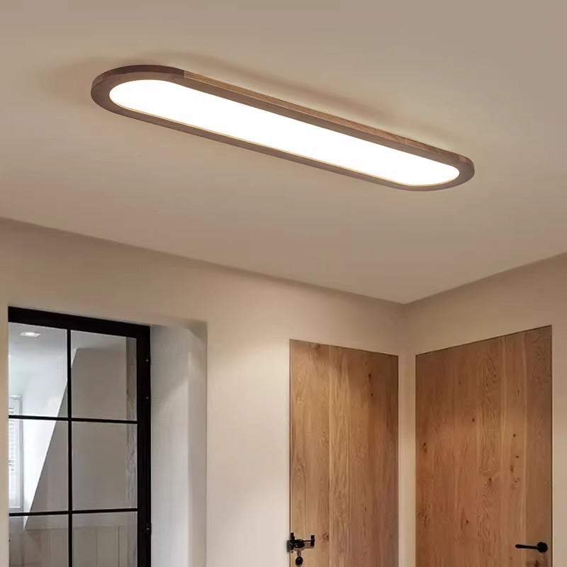 Traditional Vintage Iron & Acrylic Oval Long LED Flush Mount Ceiling Light for Hallway, Bedroom & Living Room