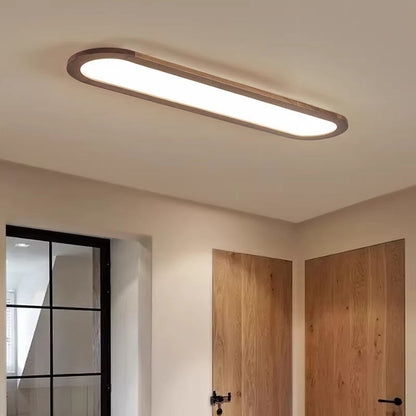 Traditional Vintage Iron & Acrylic Oval Long LED Flush Mount Ceiling Light for Hallway, Bedroom & Living Room
