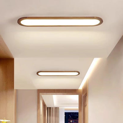 Traditional Vintage Iron & Acrylic Oval Long LED Flush Mount Ceiling Light for Hallway, Bedroom & Living Room