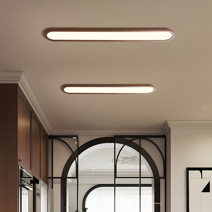 Traditional Vintage Iron & Acrylic Oval Long LED Flush Mount Ceiling Light for Hallway, Bedroom & Living Room