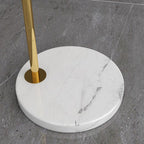Contemporary Nordic Iron, Marble & Glass Round 1-Light Standing Floor Lamp With Adjustable Head For Living Room & Bedroom Lumendat