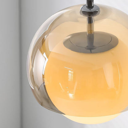 Contemporary Nordic Iron & Glass Round 1-light Pendant Light for Bedroom, Dining Room & Living Room