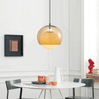 Contemporary Nordic Iron & Glass Round 1-light Pendant Light for Bedroom, Dining Room & Living Room