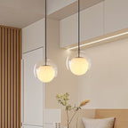 Contemporary Nordic Iron & Glass Round 1-light Pendant Light for Bedroom, Dining Room & Living Room