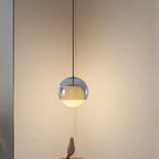 Contemporary Nordic Iron & Glass Round 1-light Pendant Light for Bedroom, Dining Room & Living Room