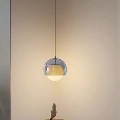 Contemporary Nordic Iron & Glass Round 1-light Pendant Light for Bedroom, Dining Room & Living Room