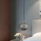 Contemporary Nordic Glass & Metal Round 1-light Pendant Light for Bedroom & Living Room