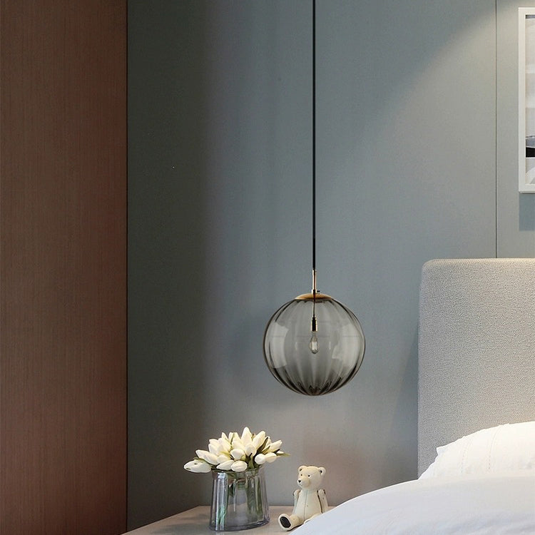 Contemporary Nordic Glass & Metal Round 1-light Pendant Light for Bedroom & Living Room
