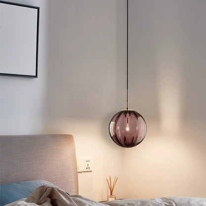 Contemporary Nordic Glass & Metal Round 1-light Pendant Light for Bedroom & Living Room