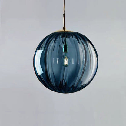 Contemporary Nordic Glass & Metal Round 1-light Pendant Light for Bedroom & Living Room