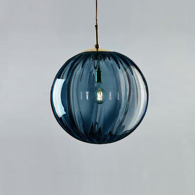 Contemporary Nordic Glass & Metal Round 1-light Pendant Light for Bedroom & Living Room
