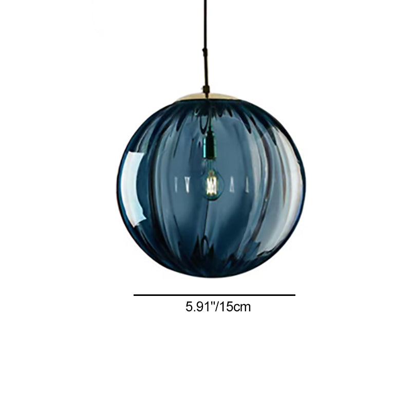 Contemporary Nordic Glass & Metal Round 1-light Pendant Light for Bedroom & Living Room