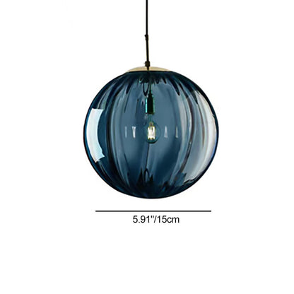 Contemporary Nordic Glass & Metal Round 1-light Pendant Light for Bedroom & Living Room