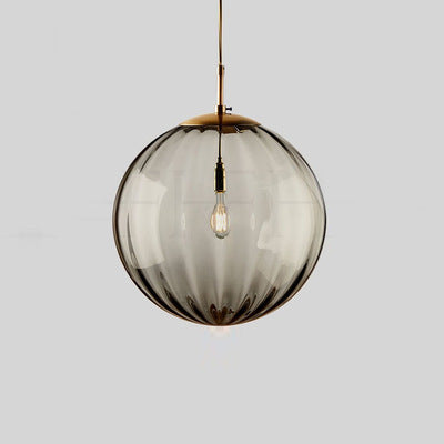 Contemporary Nordic Glass & Metal Round 1-light Pendant Light for Bedroom & Living Room