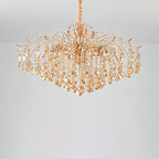 Traditional French Crystal & Iron Teardrop 8/10/12/15-light Chandelier for Bedroom & Living Room BulbSquare