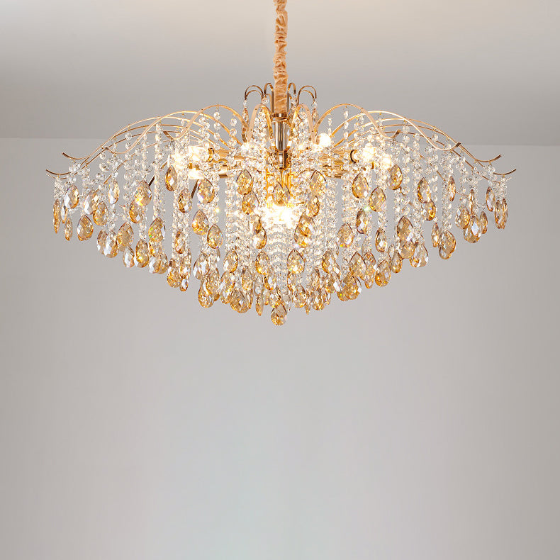 Traditional French Crystal & Iron Teardrop 8/10/12/15-light Chandelier for Bedroom & Living Room BulbSquare