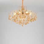 Traditional French Crystal & Iron Teardrop 8/10/12/15-light Chandelier for Bedroom & Living Room BulbSquare