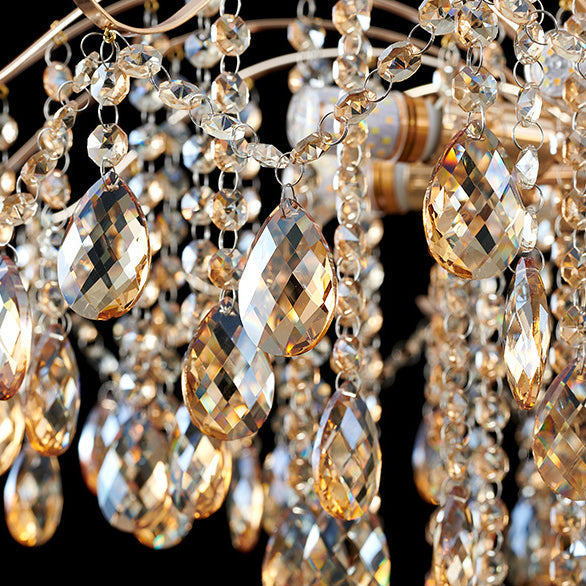 Traditional French Crystal & Iron Teardrop 8/10/12/15-light Chandelier for Bedroom & Living Room BulbSquare