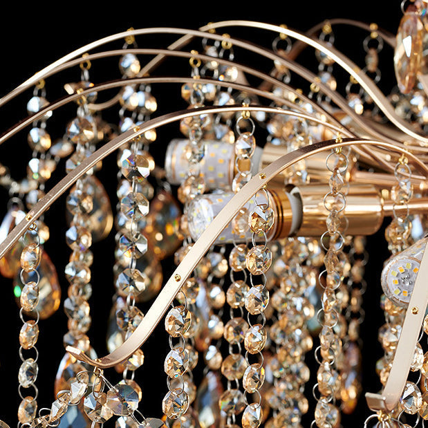 Traditional French Crystal & Iron Teardrop 8/10/12/15-light Chandelier for Bedroom & Living Room BulbSquare