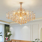 Traditional French Crystal & Iron Teardrop 8/10/12/15-light Chandelier for Bedroom & Living Room BulbSquare