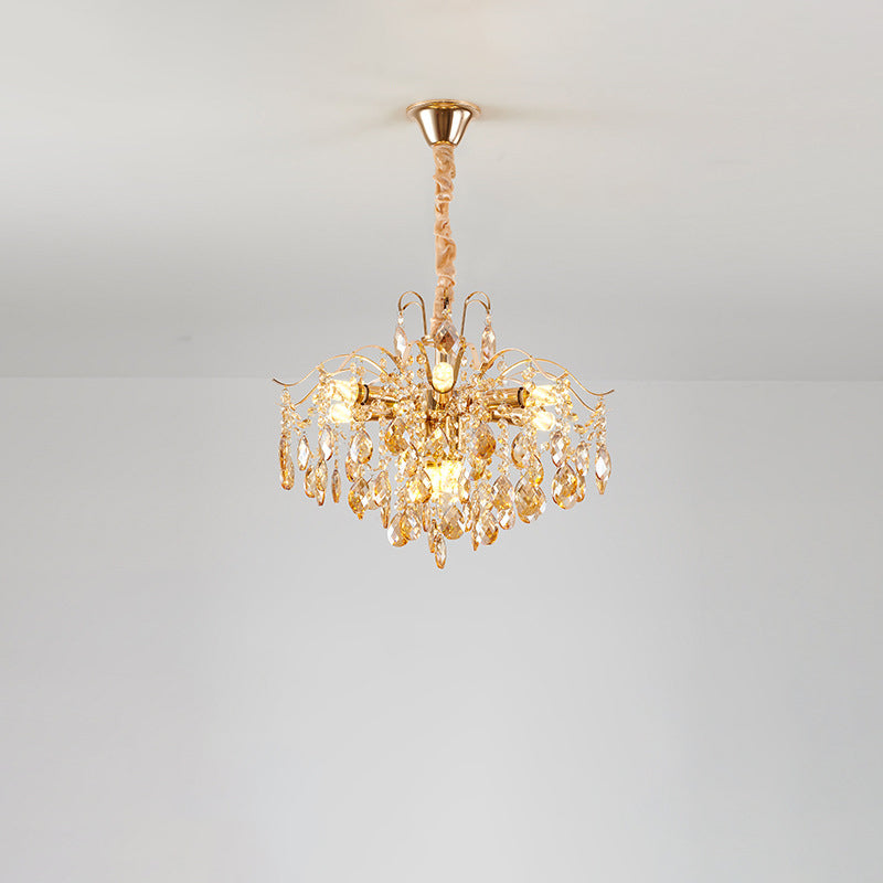 Traditional French Crystal & Iron Teardrop 8/10/12/15-light Chandelier for Bedroom & Living Room BulbSquare