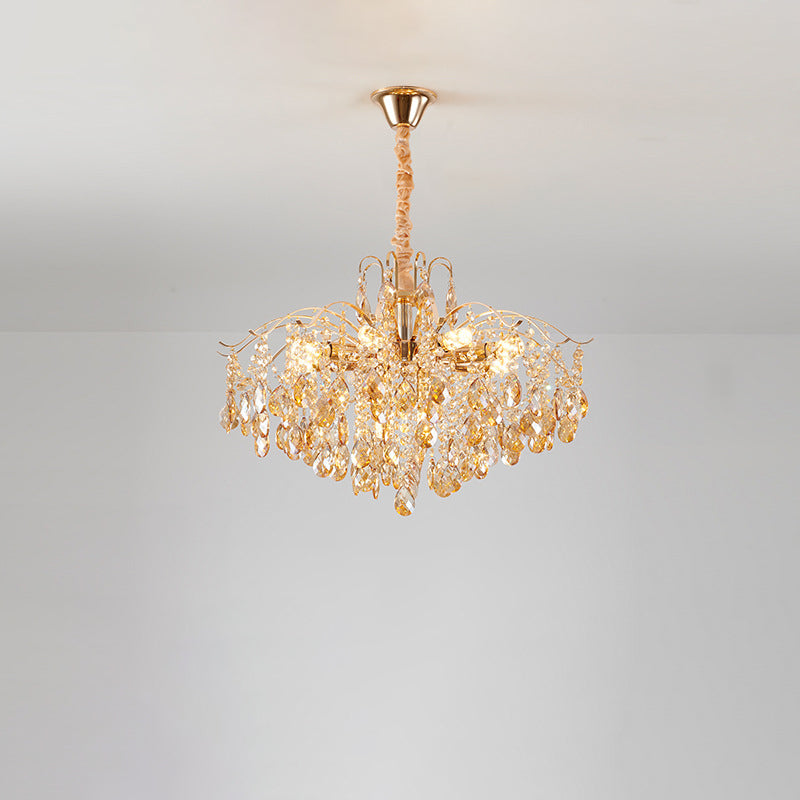 Traditional French Crystal & Iron Teardrop 8/10/12/15-light Chandelier for Bedroom & Living Room BulbSquare