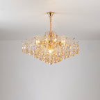Traditional French Crystal & Iron Teardrop 8/10/12/15-light Chandelier for Bedroom & Living Room BulbSquare