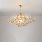 Traditional French Crystal & Iron Teardrop 8/10/12/15-light Chandelier for Bedroom & Living Room BulbSquare