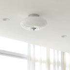 Modern Mid-century Iron & Glass Oval LED Semi-flush Mount Ceiling Light for Bedroom, Hallway, and Living Room