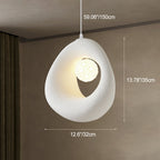 Traditional Japanese Polystyrene Irregular Round 1-Light Pendant Light For Dining Room, Bedroom And Living Room