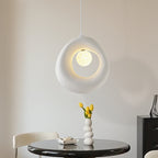 Traditional Japanese Polystyrene Irregular Round 1-Light Pendant Light For Dining Room, Bedroom And Living Room