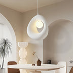 Traditional Japanese Polystyrene Irregular Round 1-Light Pendant Light For Dining Room, Bedroom And Living Room