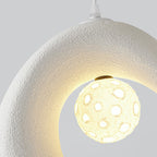 Traditional Japanese Polystyrene Irregular Round 1-Light Pendant Light For Dining Room, Bedroom And Living Room
