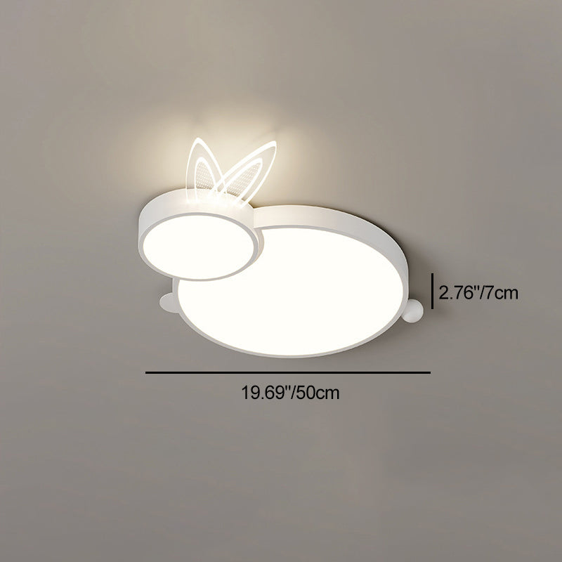 Lumendat Contemporary Creative Iron & Acrylic Rabbit-Shaped LED Flush Mount Ceiling Light For Kids Bedroom & Living Room Lumendat