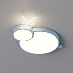 Lumendat Contemporary Creative Iron & Acrylic Rabbit-Shaped LED Flush Mount Ceiling Light For Kids Bedroom & Living Room Lumendat