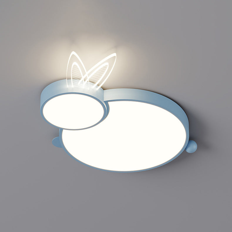 Lumendat Contemporary Creative Iron & Acrylic Rabbit-Shaped LED Flush Mount Ceiling Light For Kids Bedroom & Living Room Lumendat