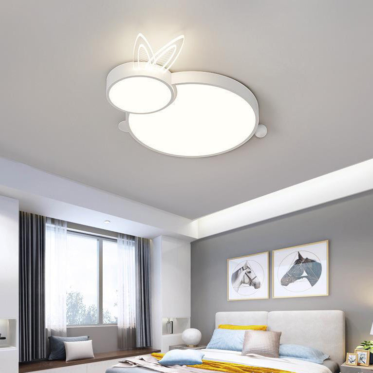 Lumendat Contemporary Creative Iron & Acrylic Rabbit-Shaped LED Flush Mount Ceiling Light For Kids Bedroom & Living Room Lumendat
